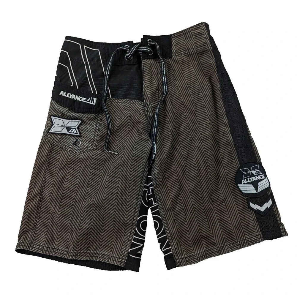 Allyance Board Shorts Mens Size 27 Brown Swim Trunks Surfing Draw String Summer